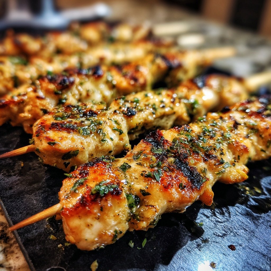 Gegrillte Hähnchenspieße Mit Zitronen Marinade