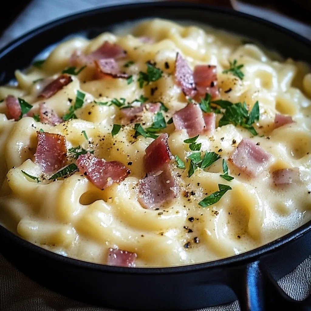 Käse, Schinken und Sahne-Spätzle