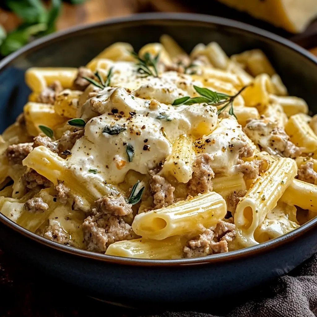 Rigatoni in Hack-Feta-Creme