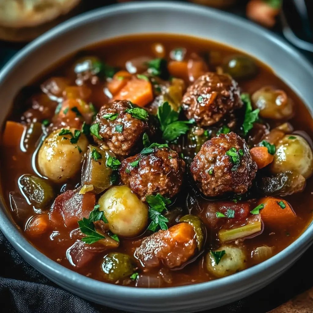 Rosenkohl-Eintopf mit Fleischbällchen