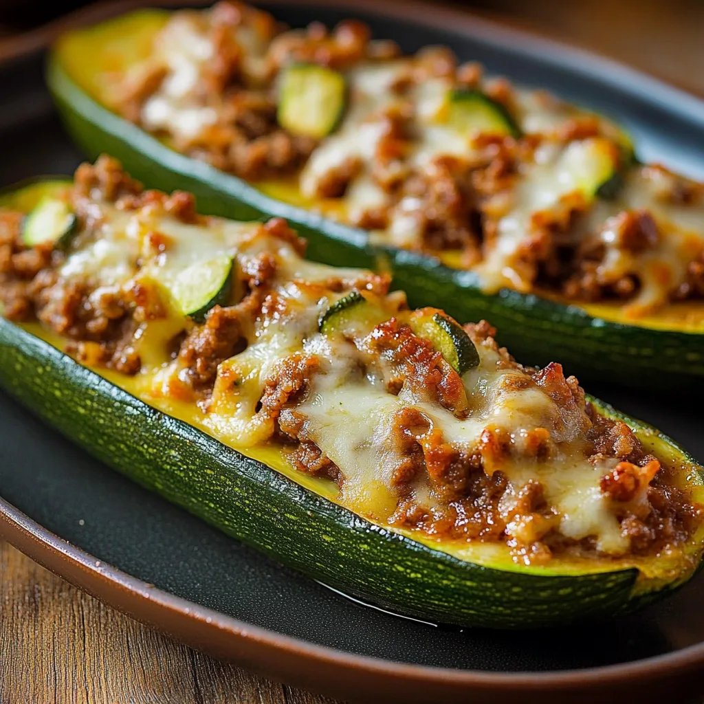 Gefüllte Zucchini mit Rinderhackfleisch und Käse