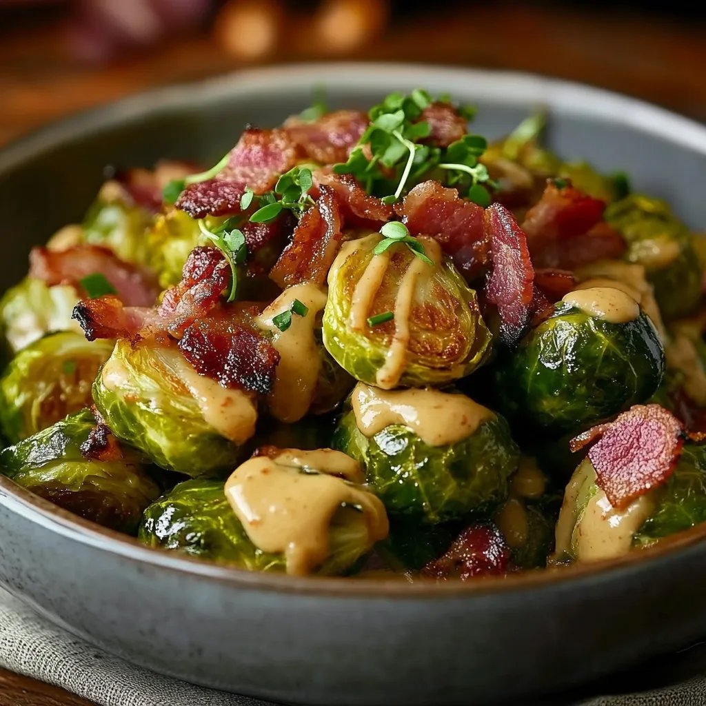 Gebackener Rosenkohl mit Truthahnspeck und Senfsauce