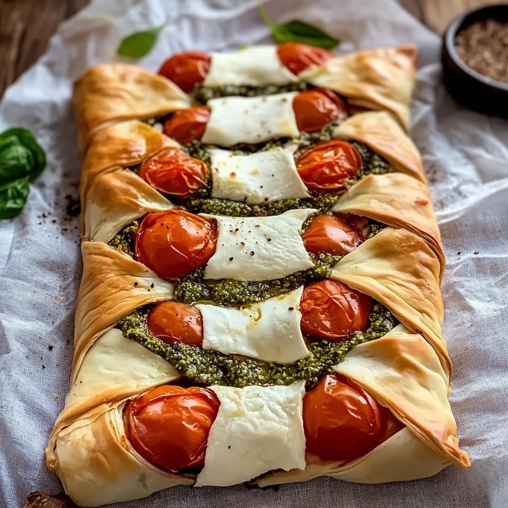 Pesto-Strudel mit Tomaten und Mozzarella